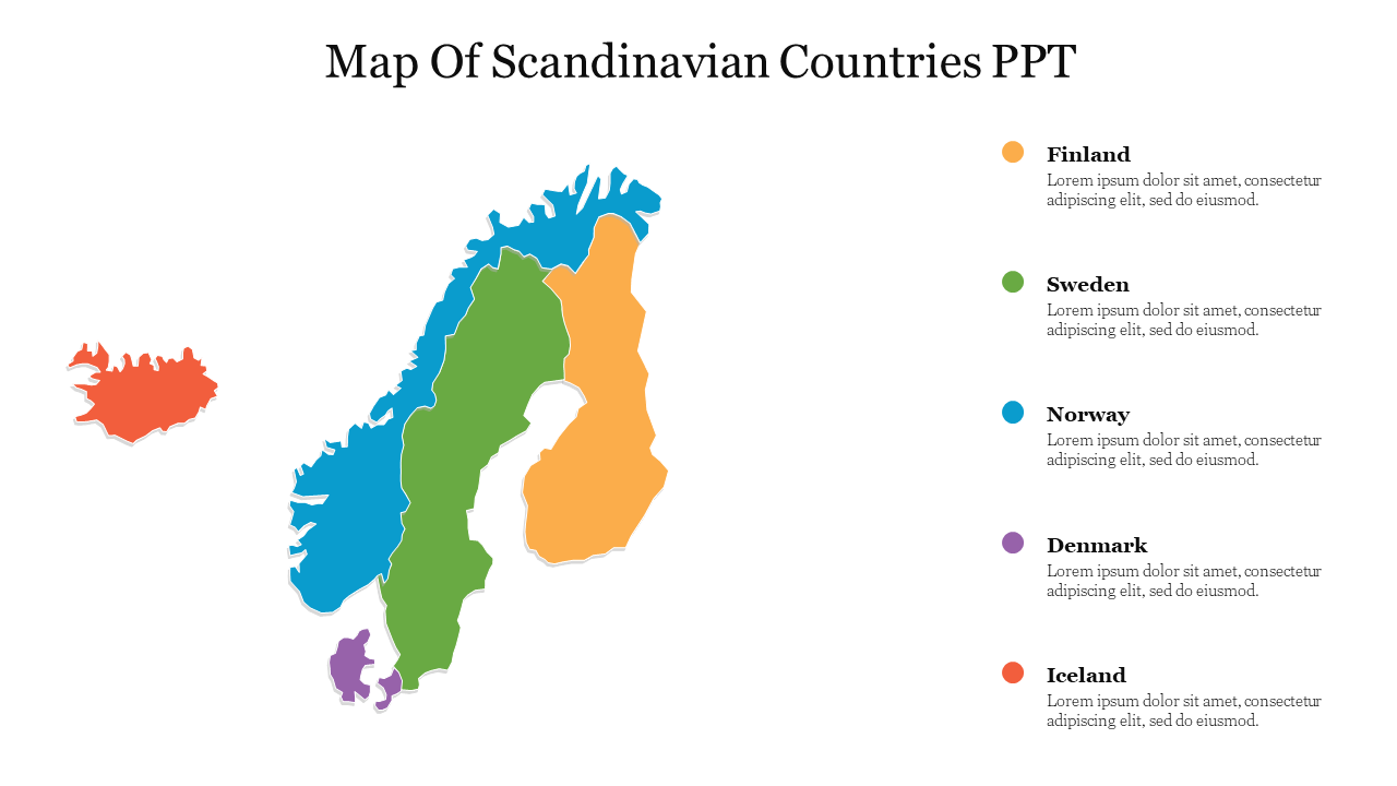 Effective Map Of Scandinavian Countries Slide Template